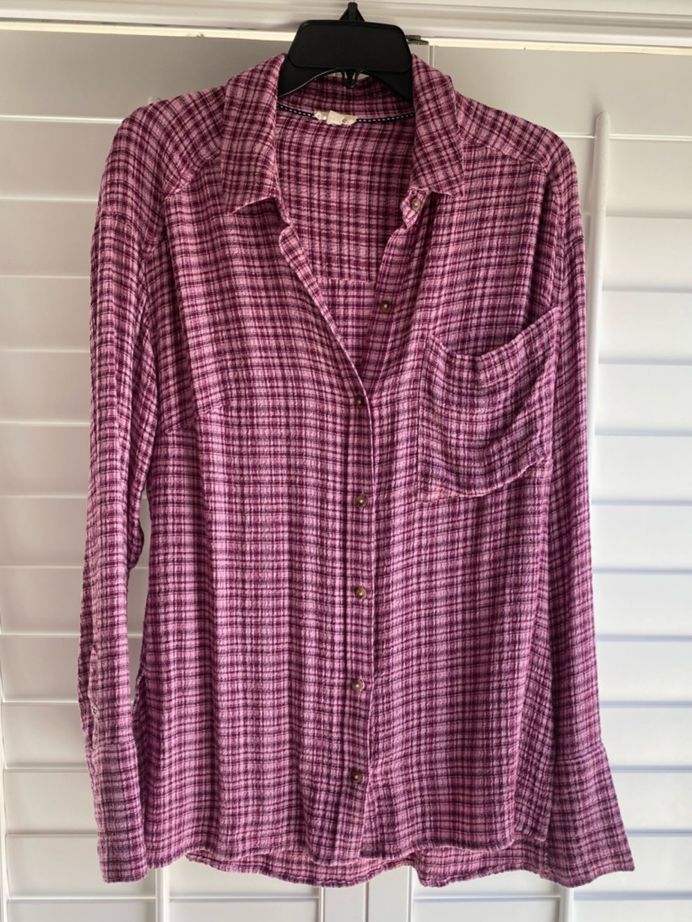 Pilcro Pink and Purple Plaid Button-Down Shirt